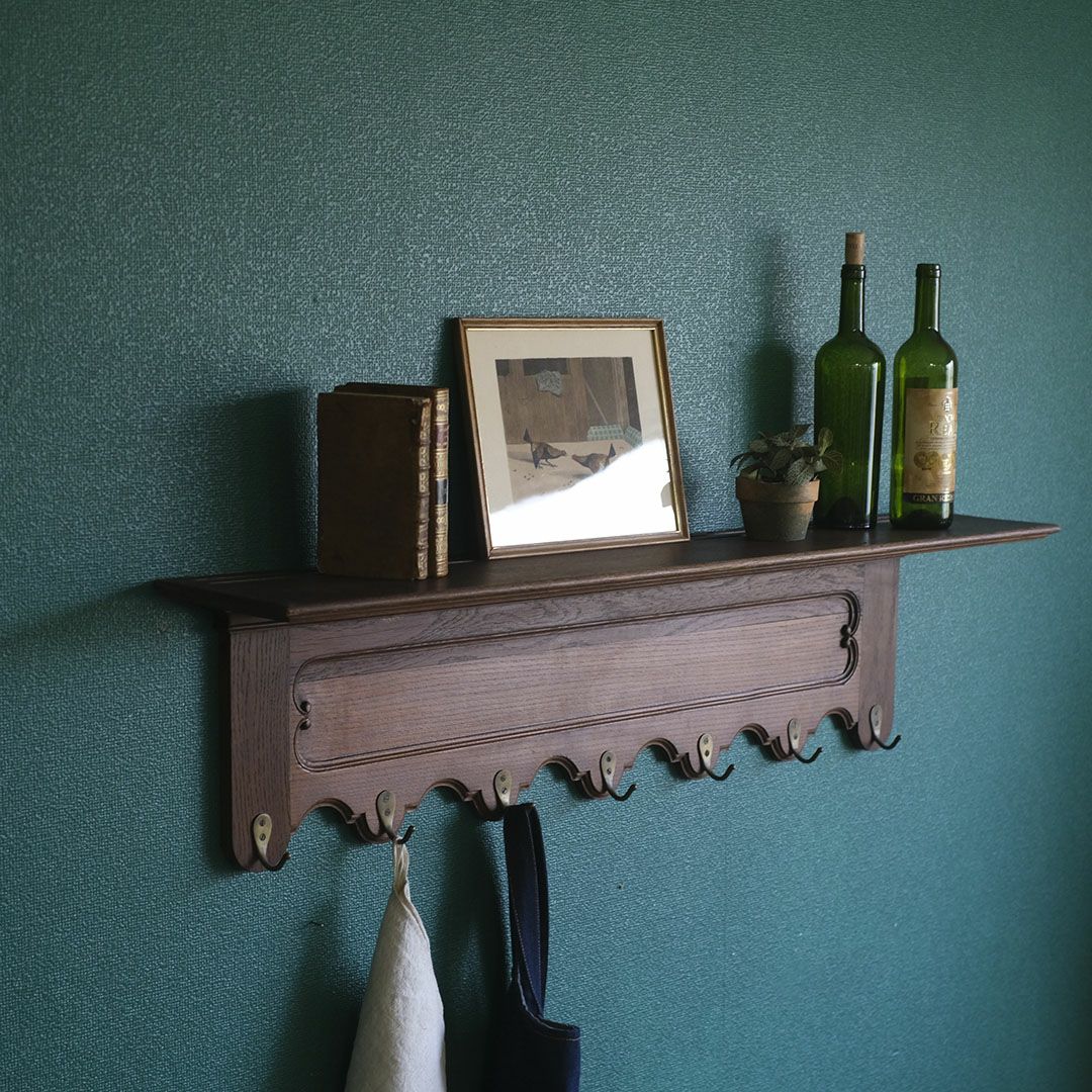 アンティークコートフック フランス 木製 7連フック ウォールハンガー1