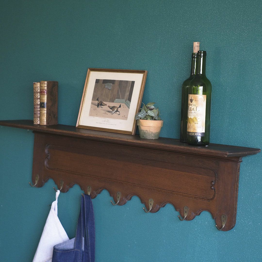 アンティークコートフック フランス 木製 7連フック ウォールハンガー2