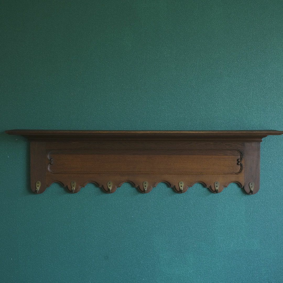 アンティークコートフック フランス 木製 7連フック ウォールハンガー3