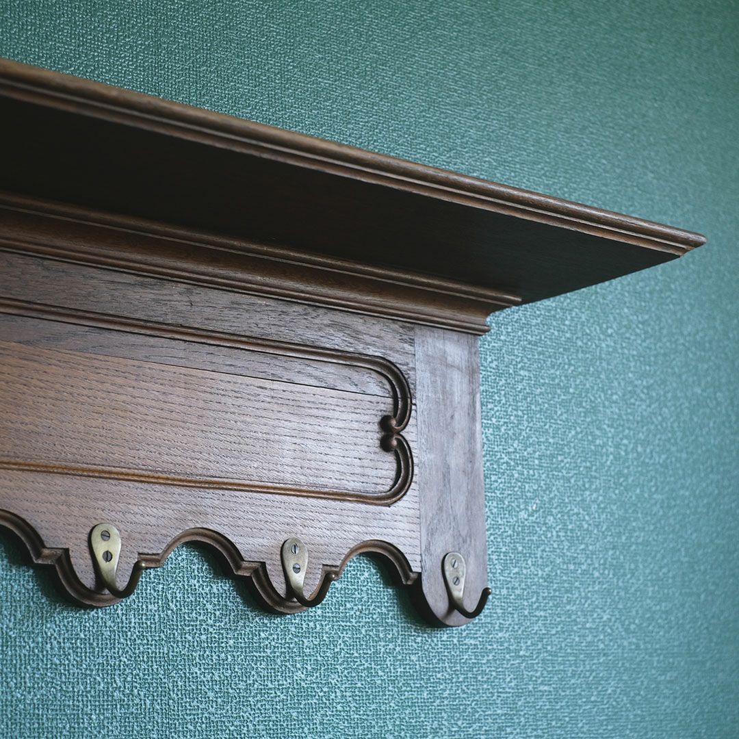 アンティークコートフック フランス 木製 7連フック ウォールハンガー5