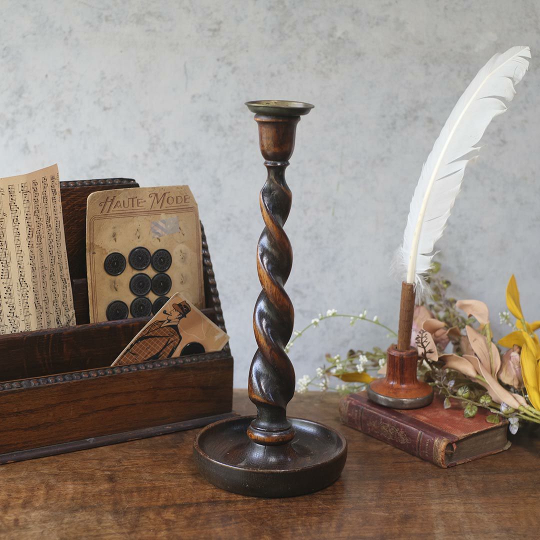 アンティーク キャンドルスティック バーリーツイスト イギリス 燭台