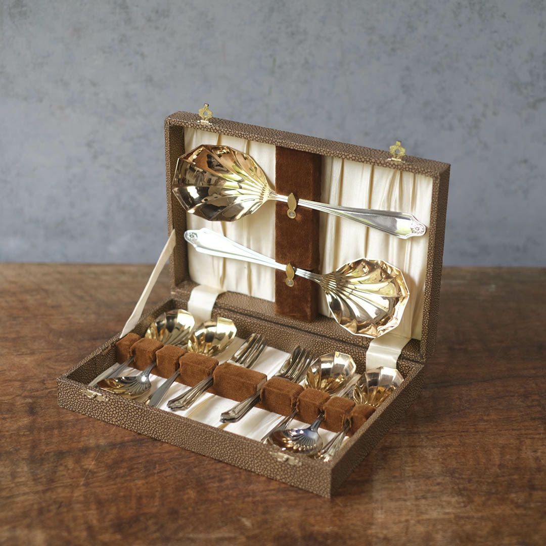 アンティークデザートスプーンセット シルバープレート イギリス1