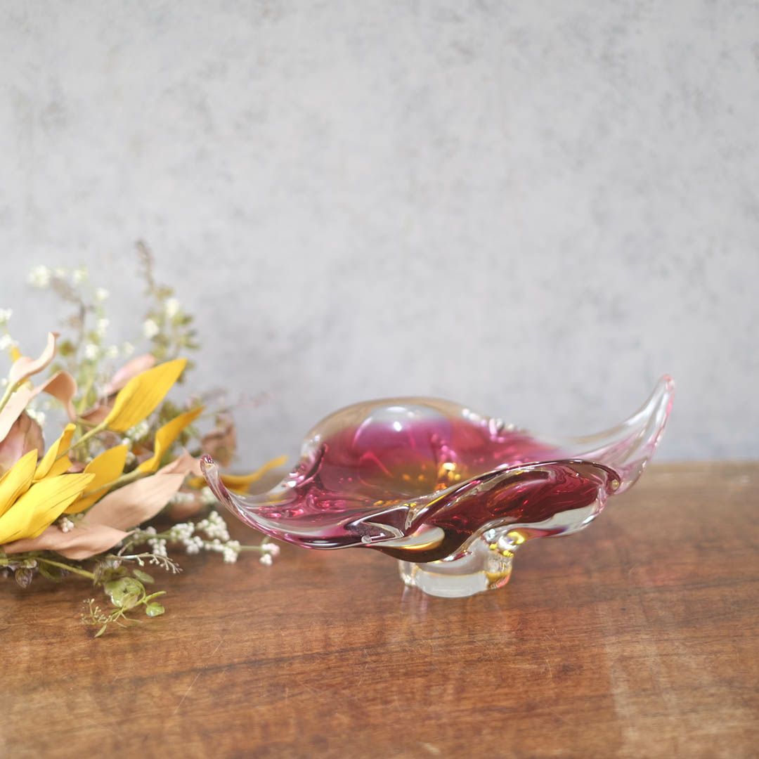 ヴィンテージ MURANOガラスボウル 赤 イタリア 灰皿