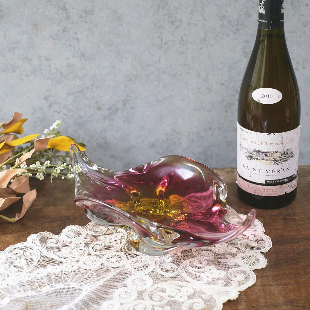 ヴィンテージ MURANOガラスボウル 赤 イタリア 灰皿1