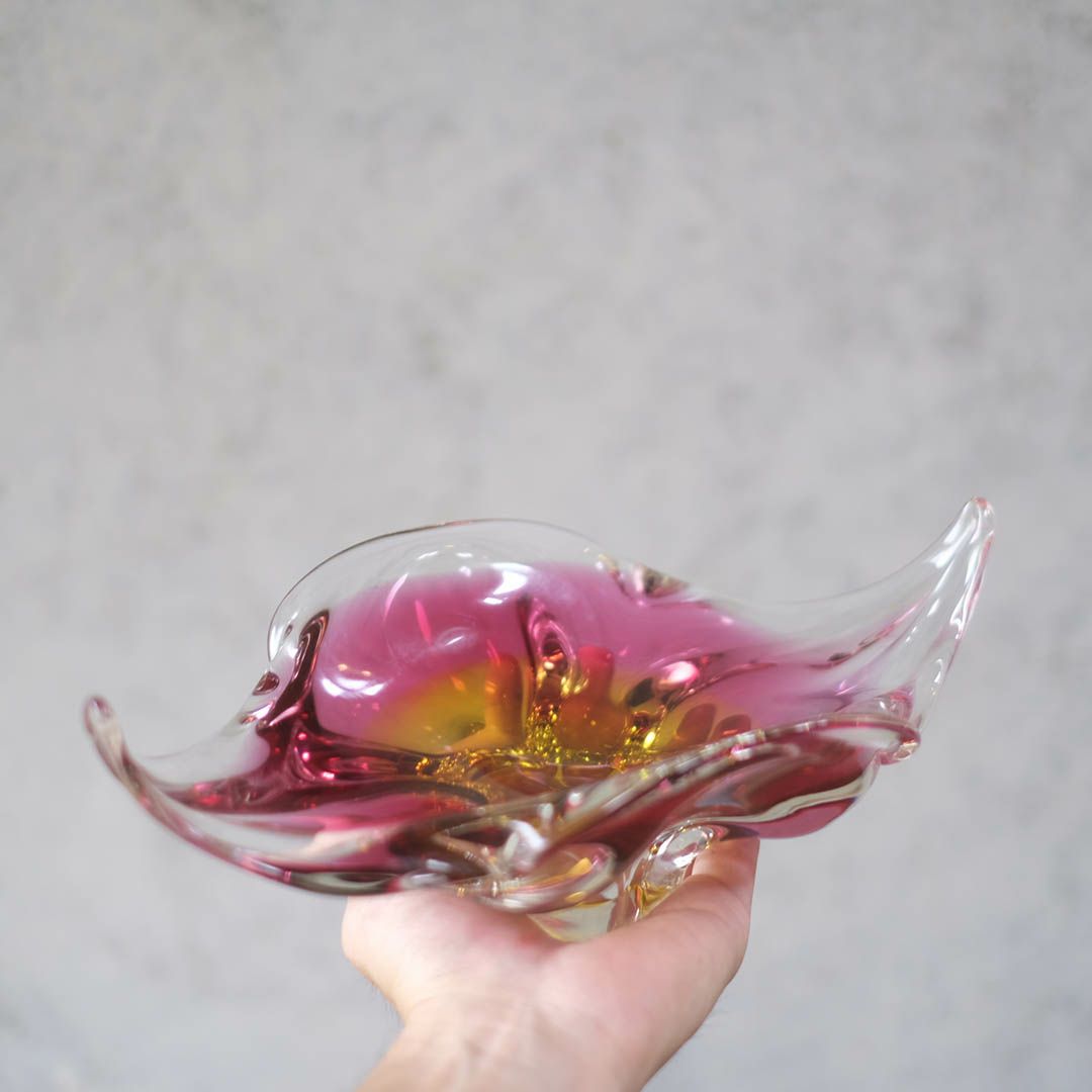 ヴィンテージ MURANOガラスボウル 赤 イタリア 灰皿2