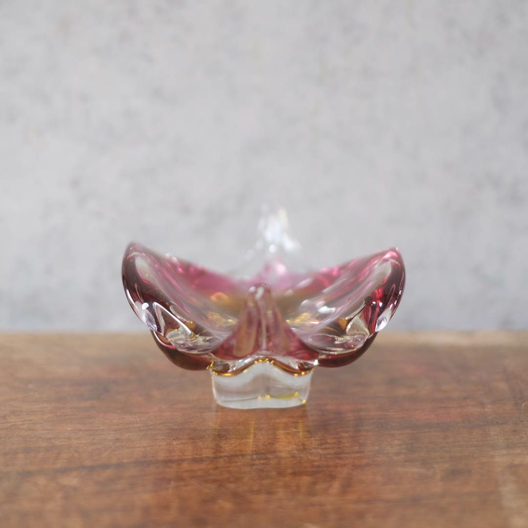 ヴィンテージ MURANOガラスボウル 赤 イタリア 灰皿4