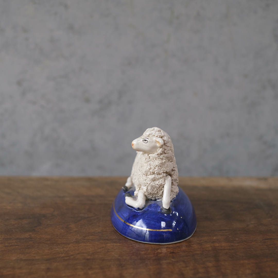 アンティーク スタッフォードシャーシープ ミニ 陶器の置物 羊 フィギュリン3