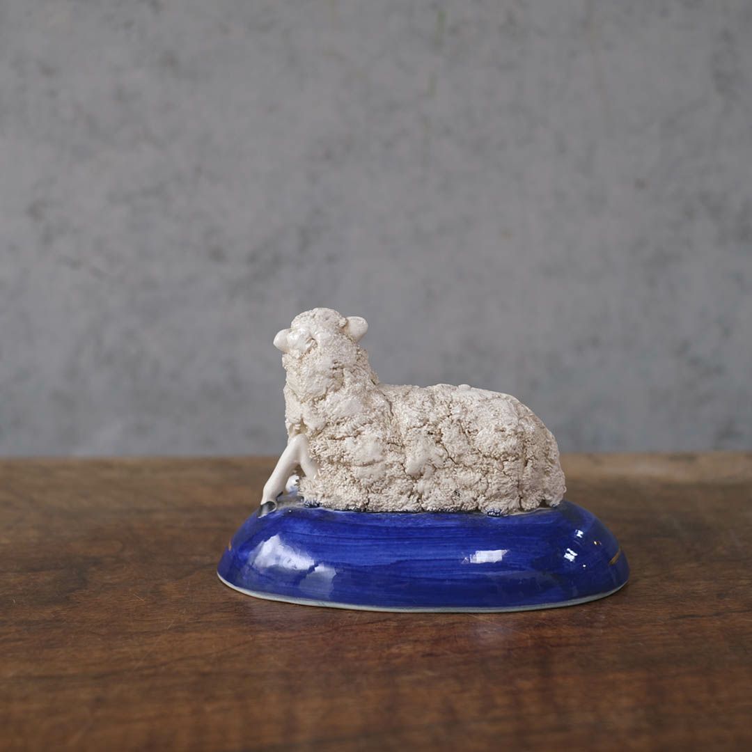 アンティーク スタッフォードシャーシープ ミニ 陶器の置物 羊 フィギュリン4