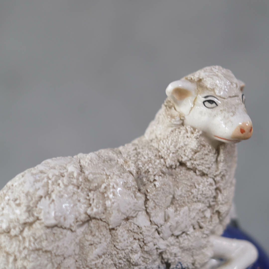 アンティーク スタッフォードシャーシープ ミニ 陶器の置物 羊 フィギュリン6
