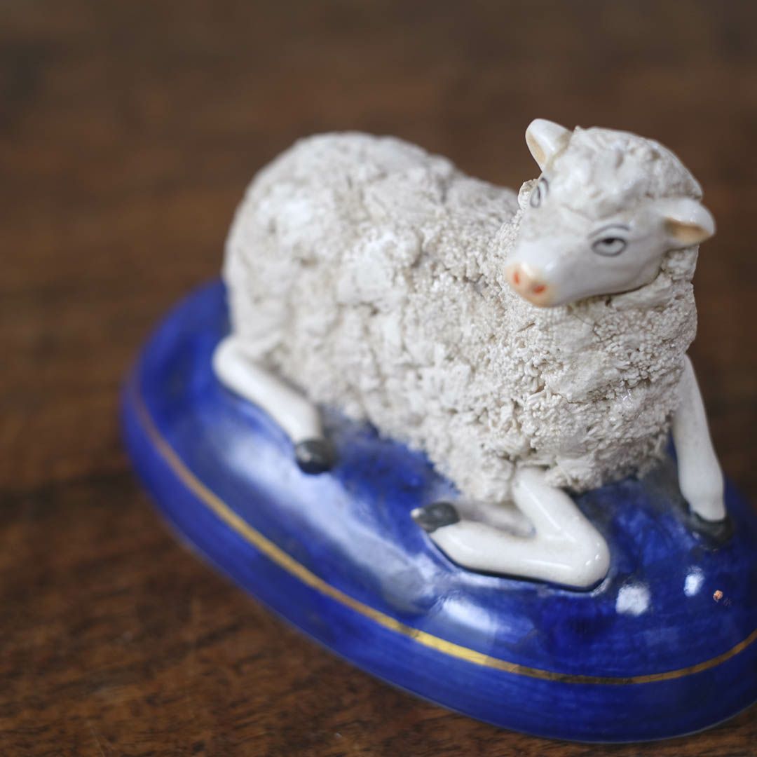 アンティーク スタッフォードシャーシープ ミニ 陶器の置物 羊 フィギュリン7