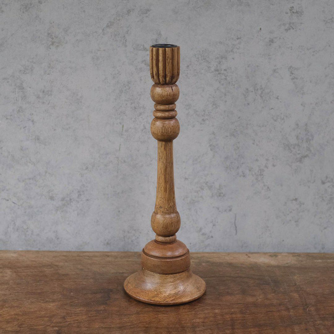 ウッドキャンドルスタンド 天然木 アンティーク風 手作り 燭台 L2