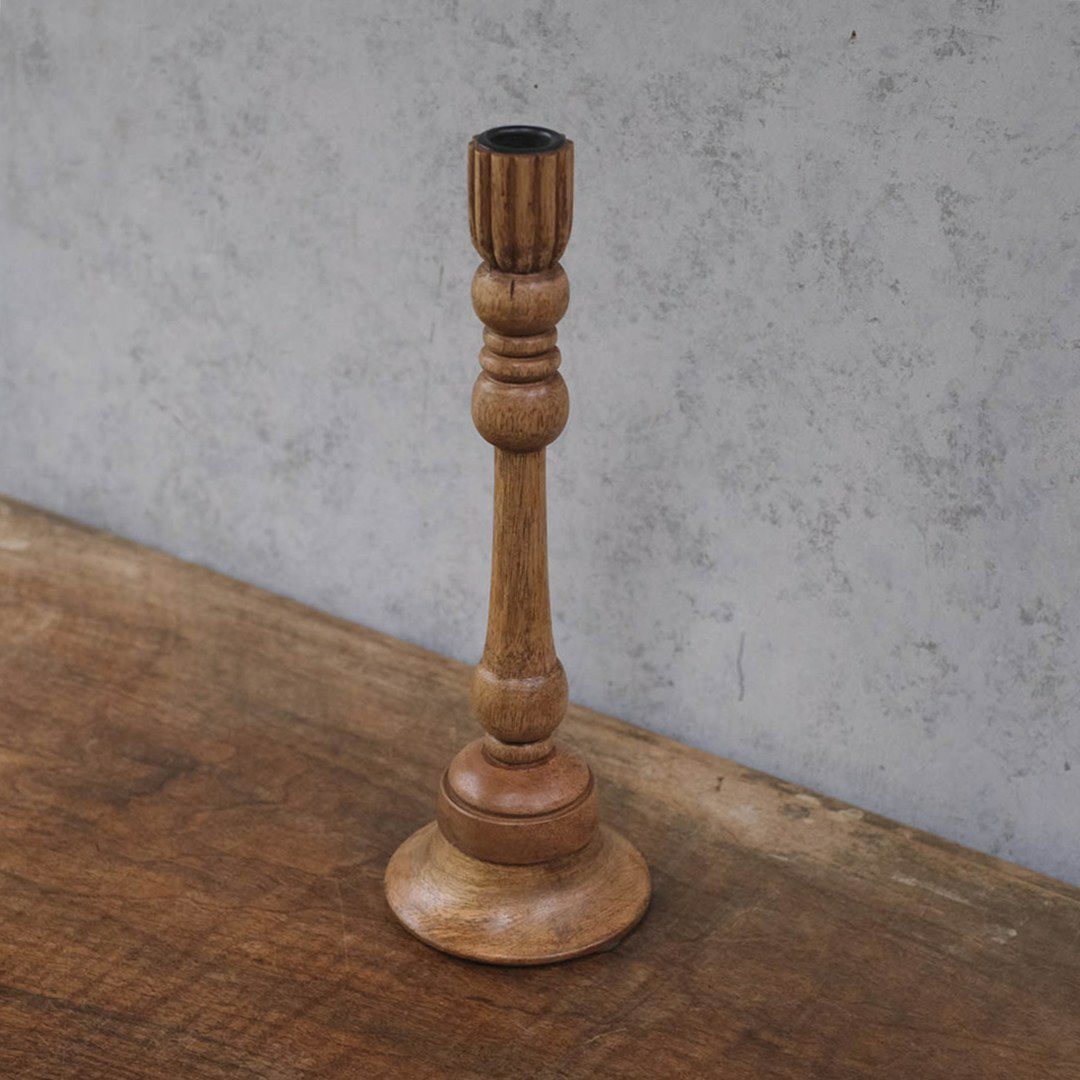 ウッドキャンドルスタンド 天然木 アンティーク風 手作り 燭台 L3
