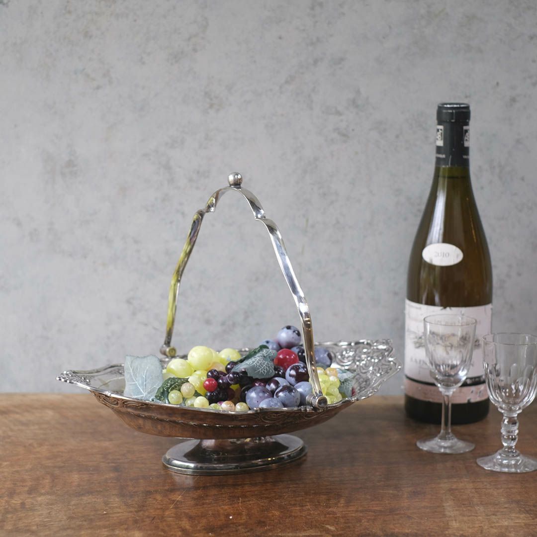 アンティークシルバープレート ハンドル付きフルーツバスケット2