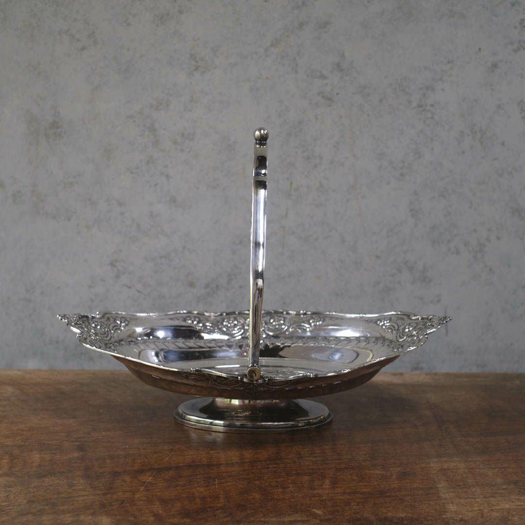 アンティークシルバープレート ハンドル付きフルーツバスケット3