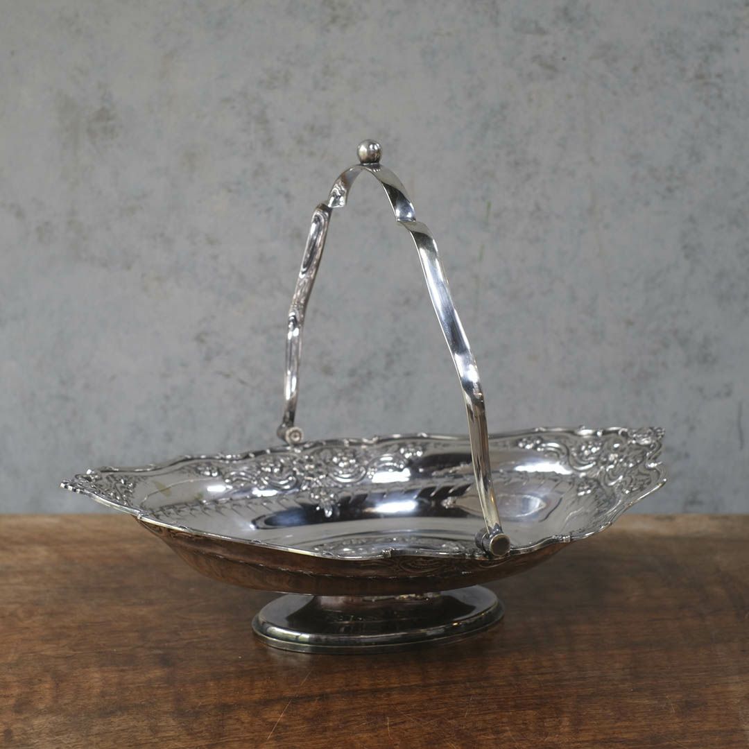 アンティークシルバープレート ハンドル付きフルーツバスケット4