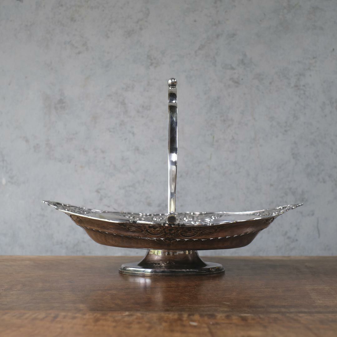 アンティークシルバープレート ハンドル付きフルーツバスケット6