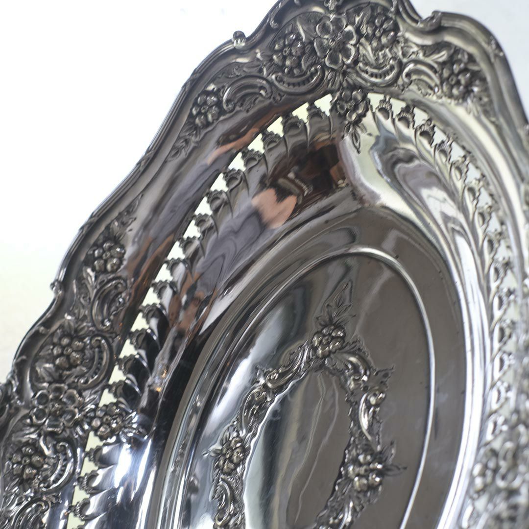 アンティークシルバープレート ハンドル付きフルーツバスケット7