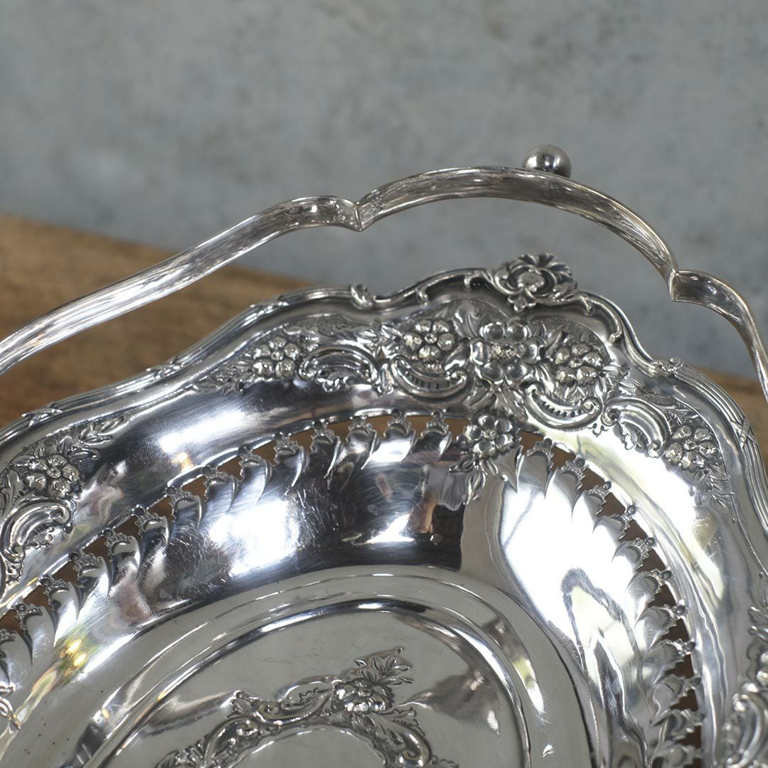 アンティークシルバープレート ハンドル付きフルーツバスケット8