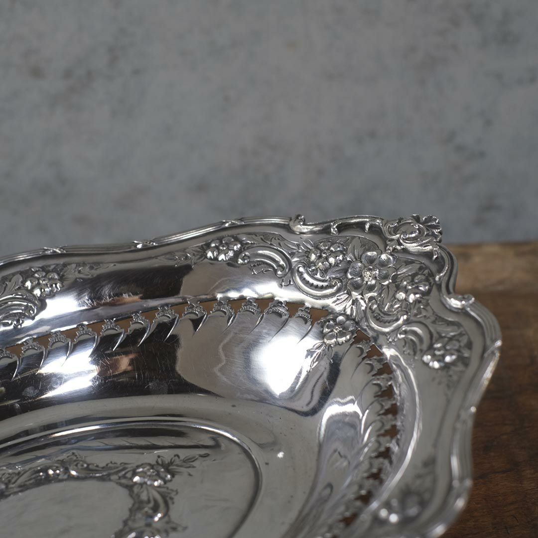 アンティークシルバープレート ハンドル付きフルーツバスケット9