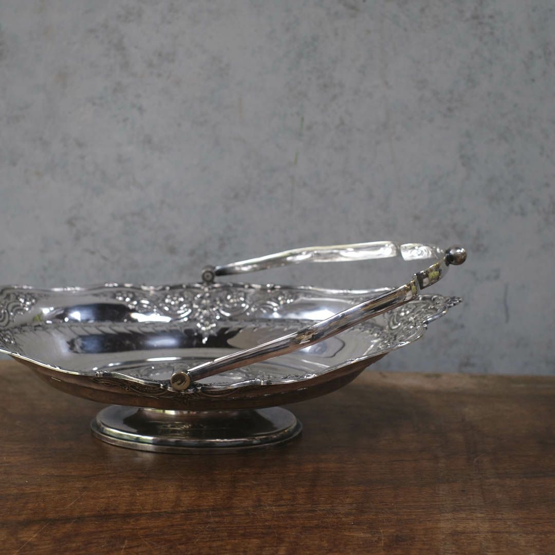 アンティークシルバープレート ハンドル付きフルーツバスケット10