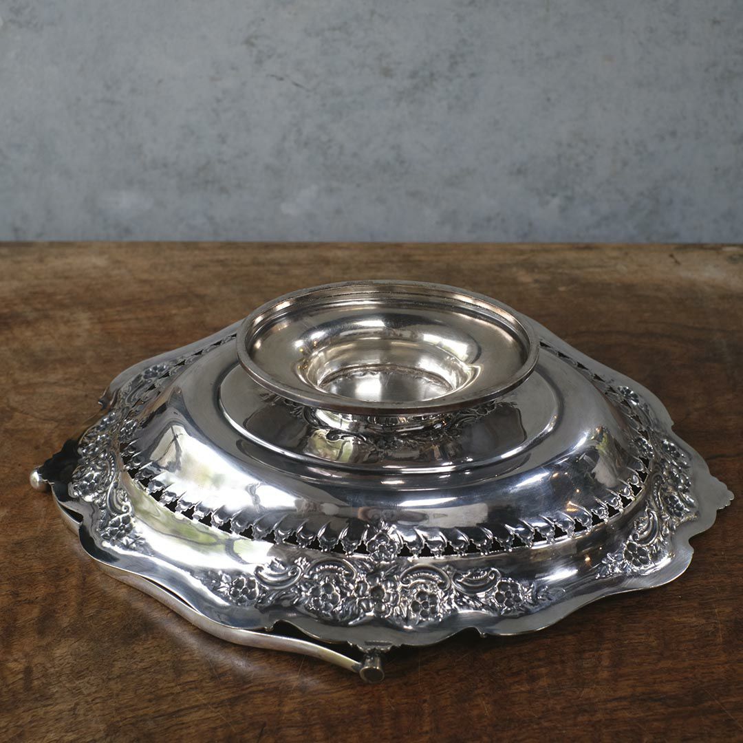 アンティークシルバープレート ハンドル付きフルーツバスケット12