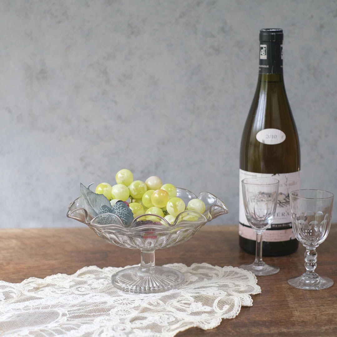 アンティークガラスケーキトレイスタンド イギリス シンプル コンポート/アンティーク食器