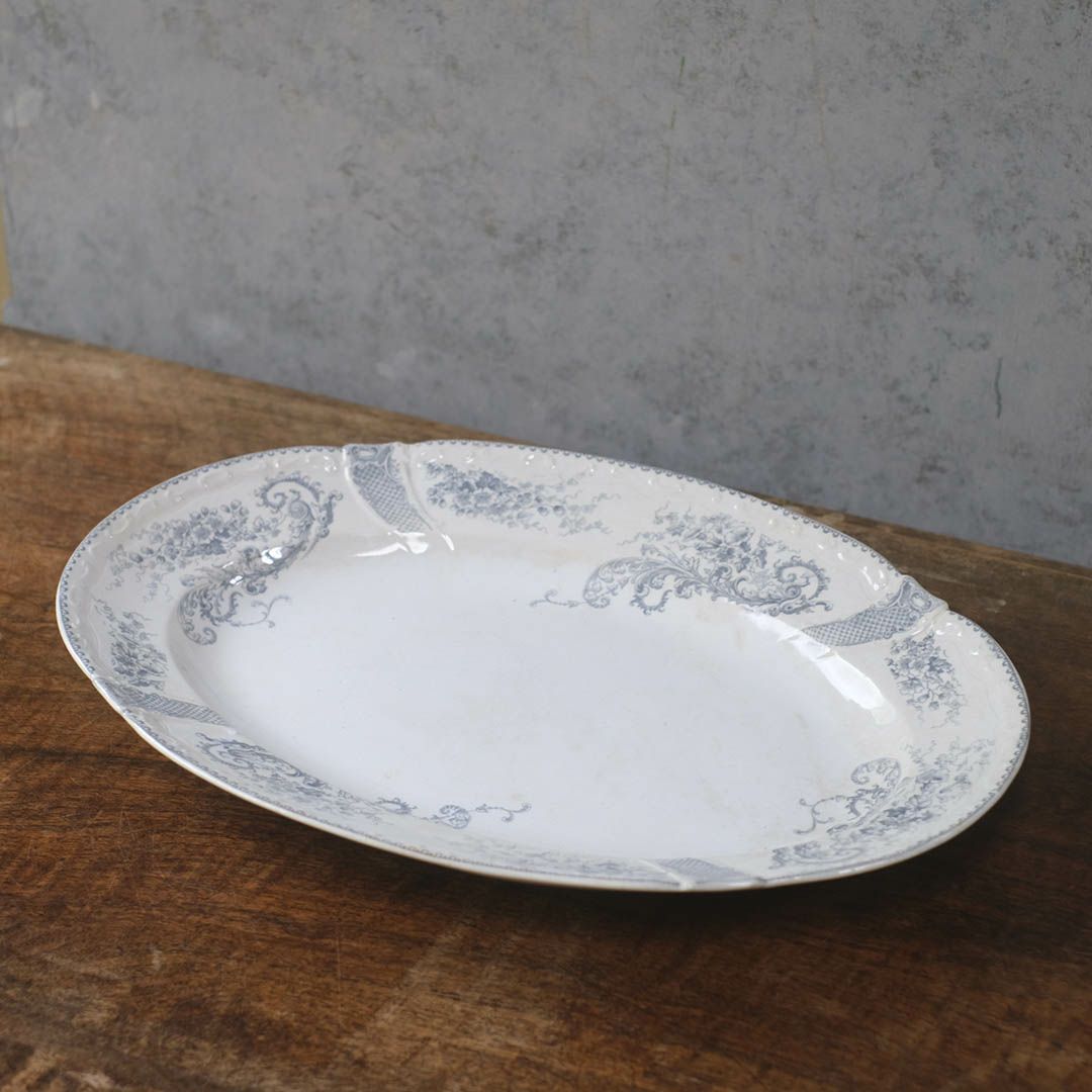 アンティークオーバル皿 LONGWY窯 北フランス ロンウィーで1930年頃作られた器/アンティーク食器2