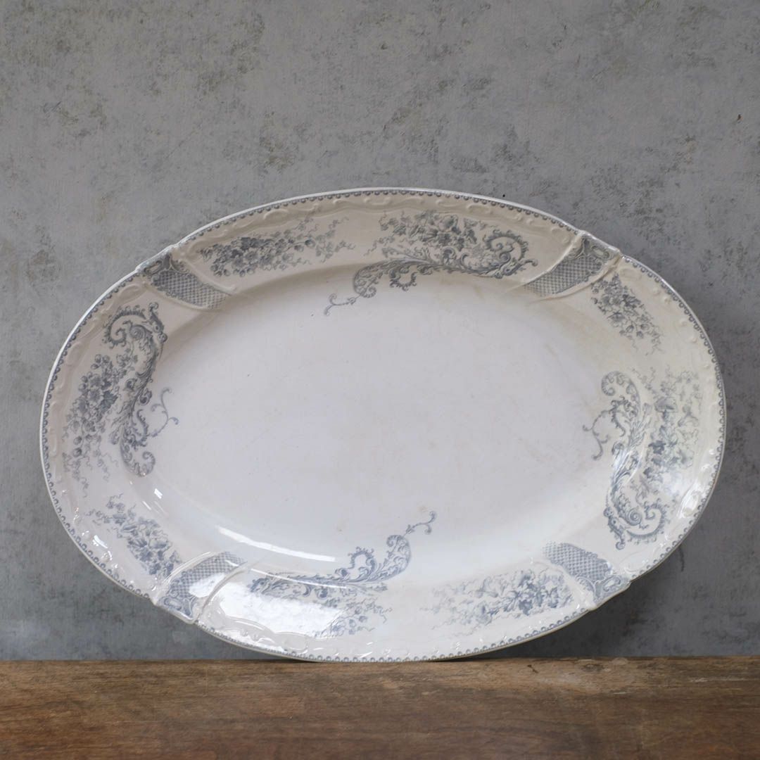 アンティークオーバル皿 LONGWY窯 北フランス ロンウィーで1930年頃作られた器/アンティーク食器4