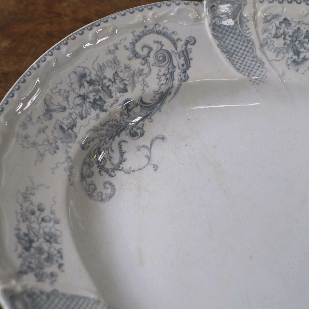 アンティークオーバル皿 LONGWY窯 北フランス ロンウィーで1930年頃作られた器/アンティーク食器5