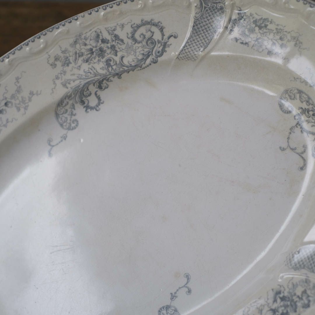 アンティークオーバル皿 LONGWY窯 北フランス ロンウィーで1930年頃作られた器/アンティーク食器6