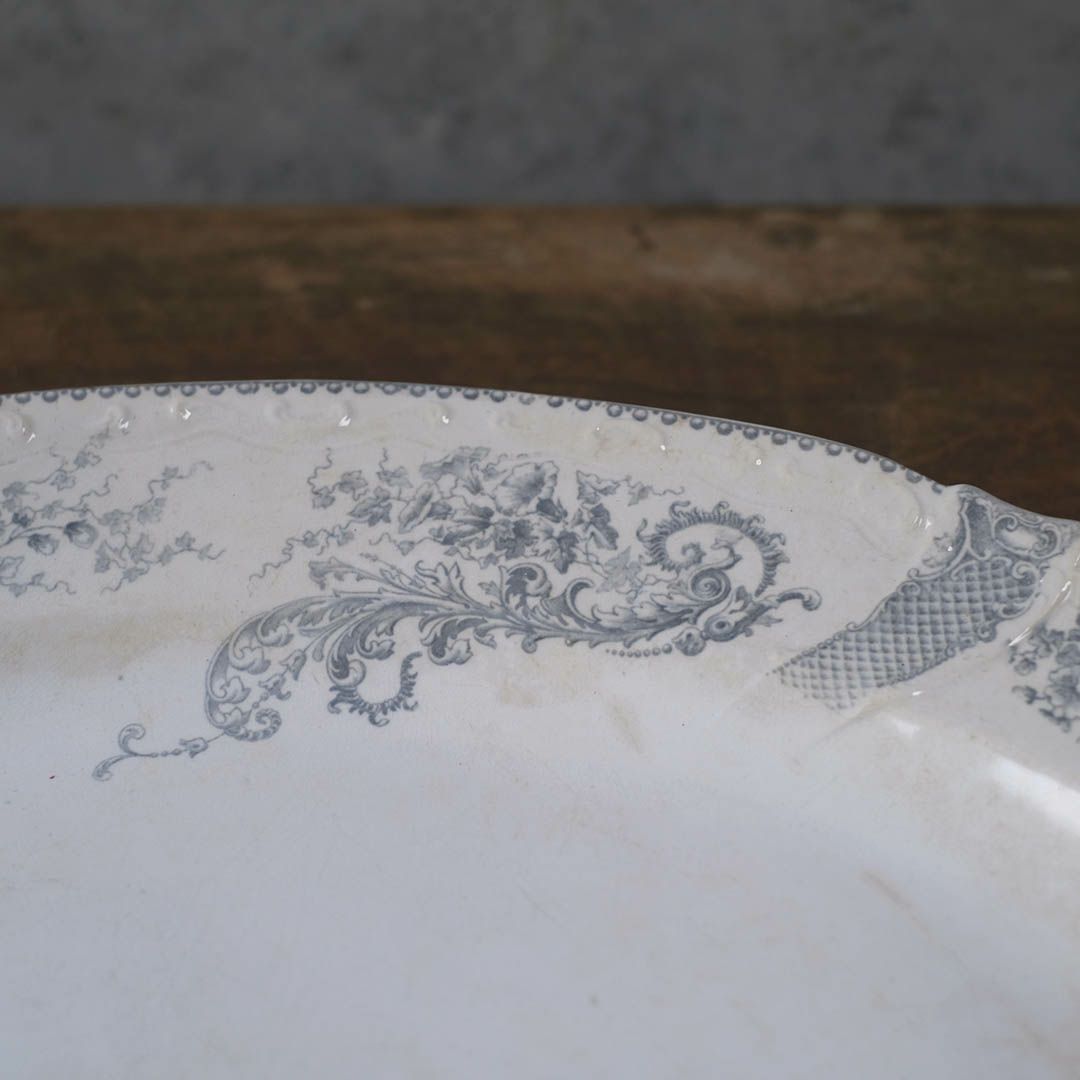 アンティークオーバル皿 LONGWY窯 北フランス ロンウィーで1930年頃作られた器/アンティーク食器7