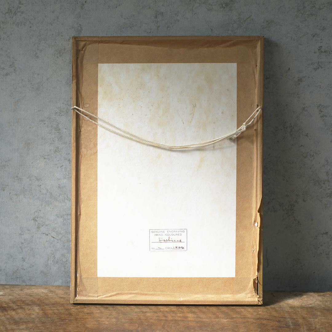 アンティークリトグラフピクチャー ドレスを着た婦人 フランスのファッション画 石版画　絵9