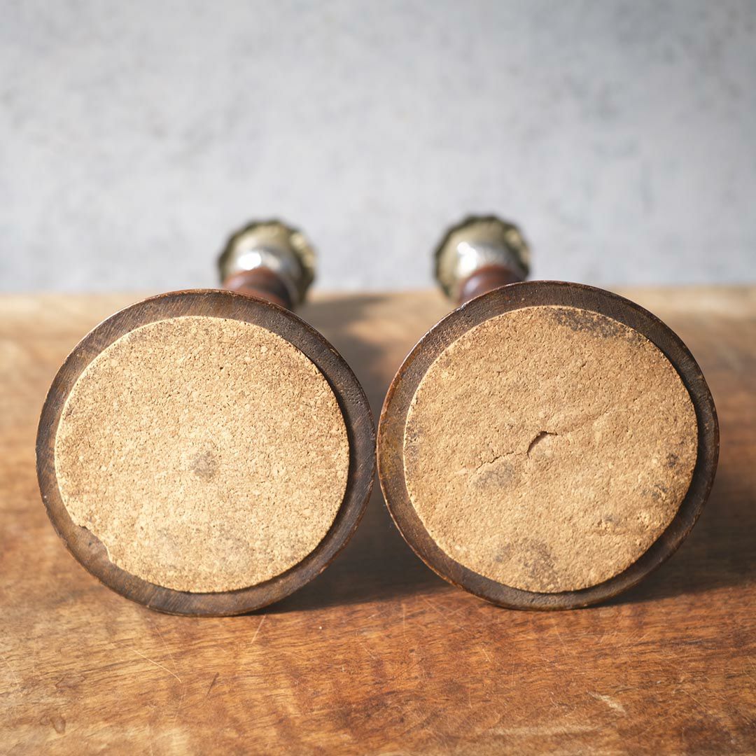 アンティークキャンドルスティックペア オーク イギリス 燭台 オブジェ7