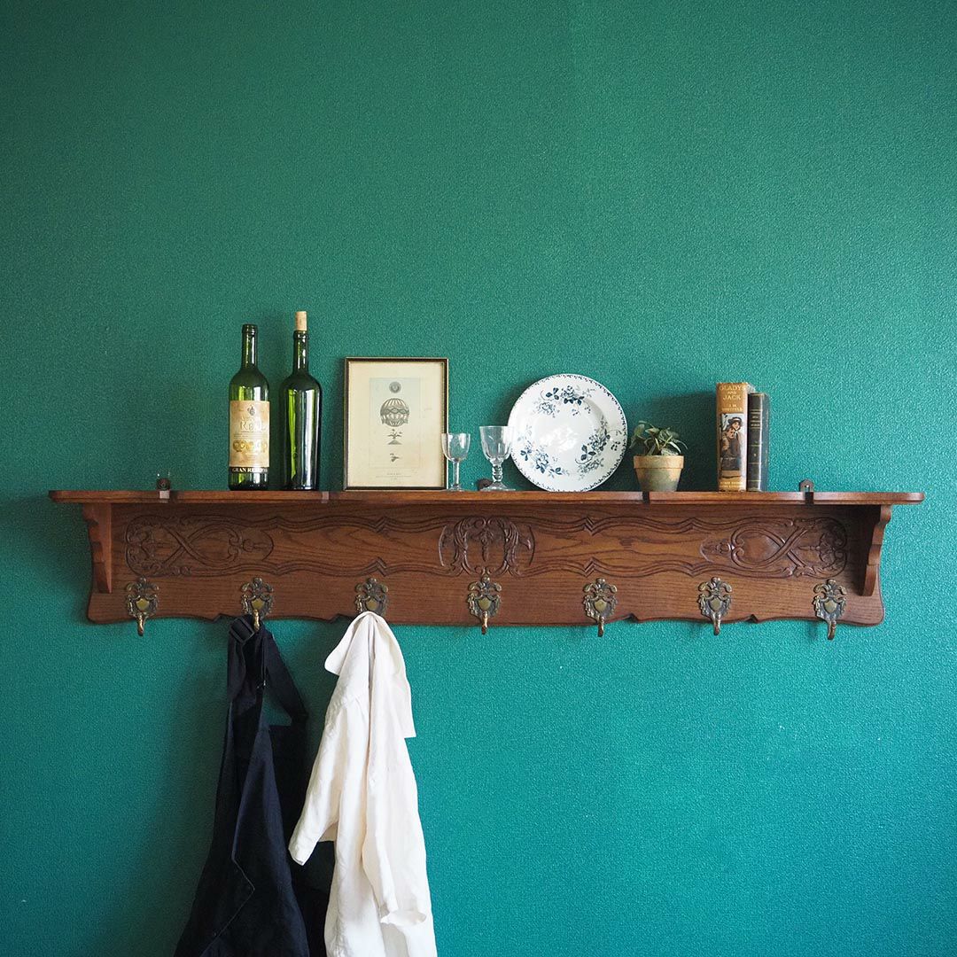 アンティークコートフック フランス 木製 7連フック ウォールハンガー