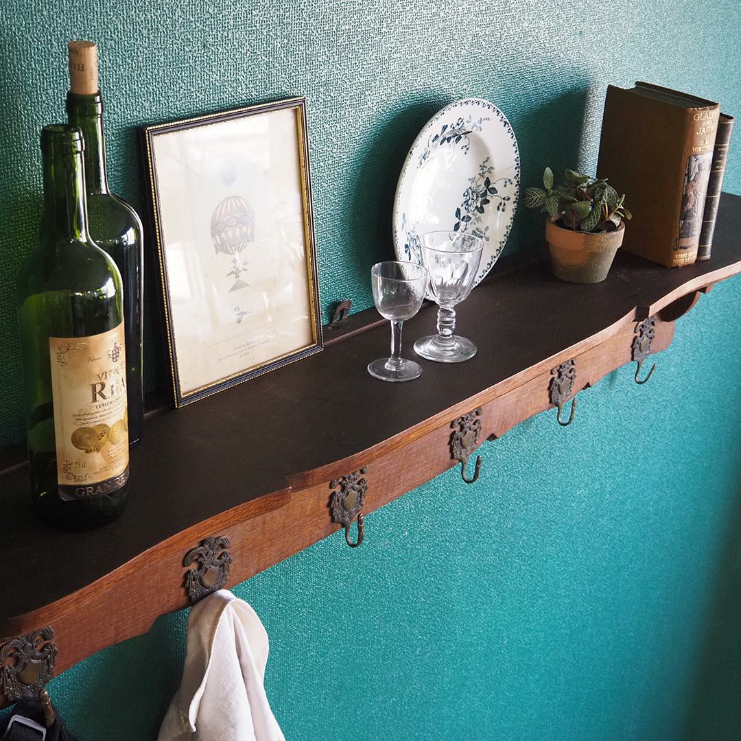 アンティークコートフック フランス 木製 7連フック ウォールハンガー3