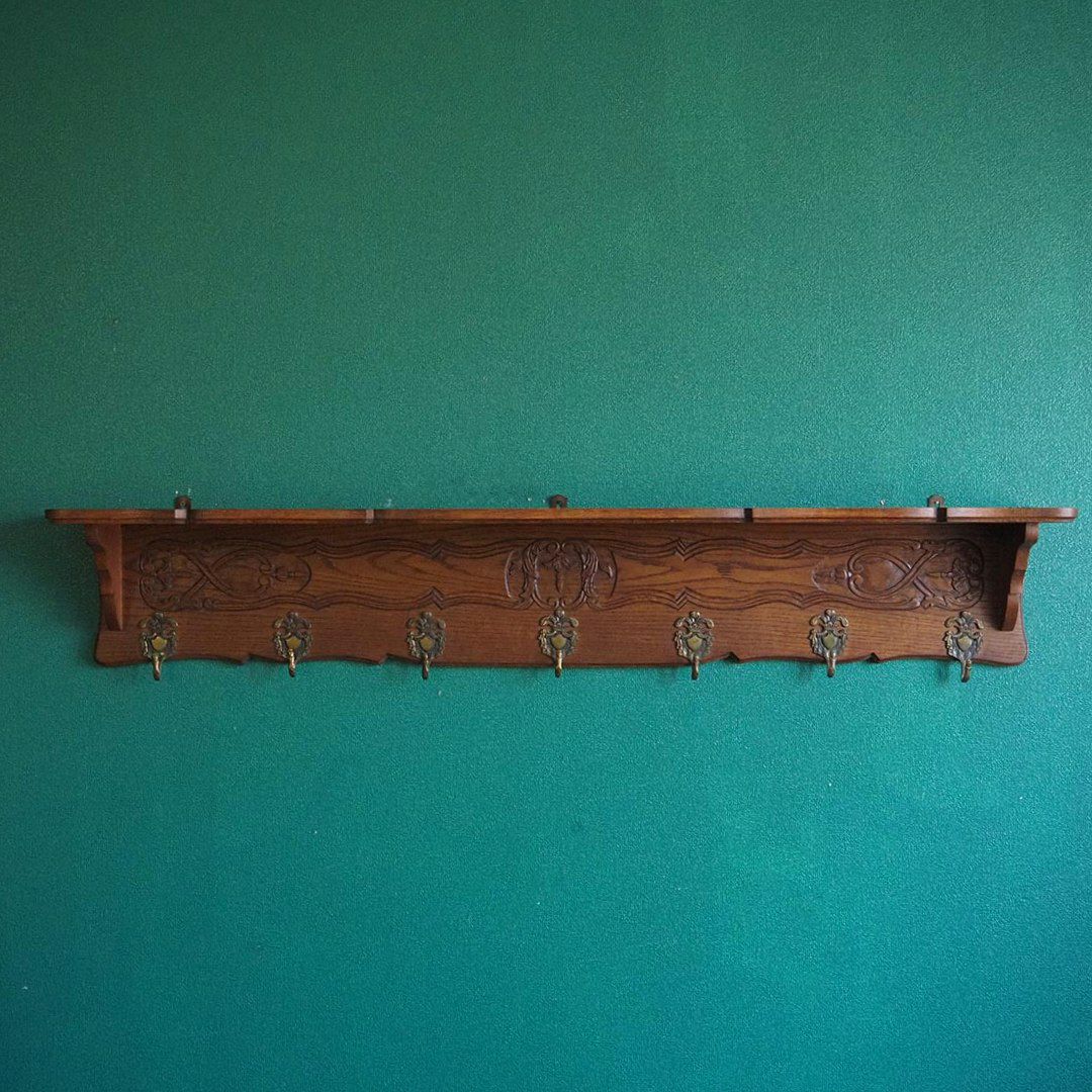 アンティークコートフック フランス 木製 7連フック ウォールハンガー4