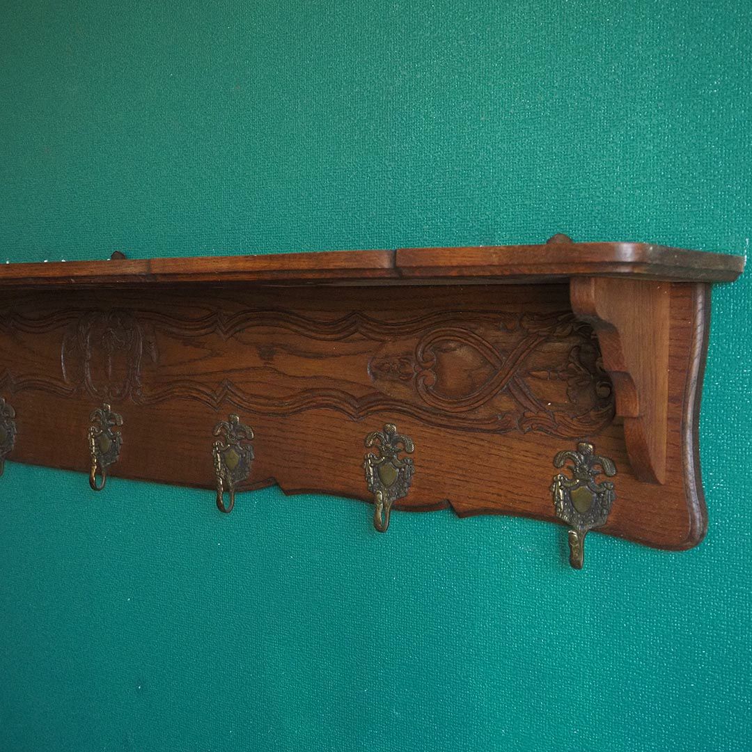 アンティークコートフック フランス 木製 7連フック ウォールハンガー5