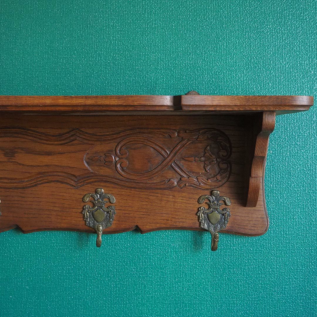 アンティークコートフック フランス 木製 7連フック ウォールハンガー6