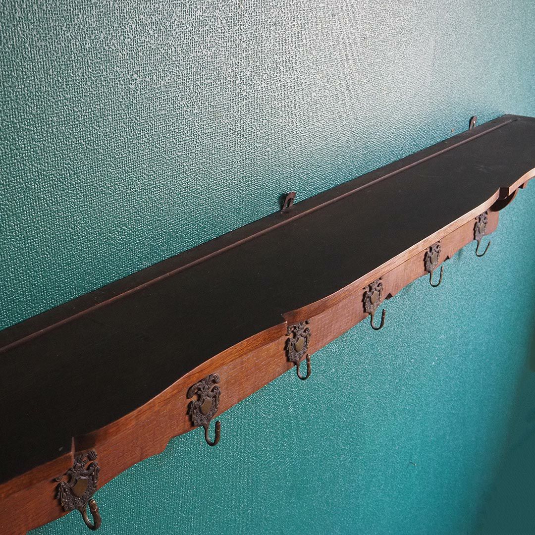 アンティークコートフック フランス 木製 7連フック ウォールハンガー7