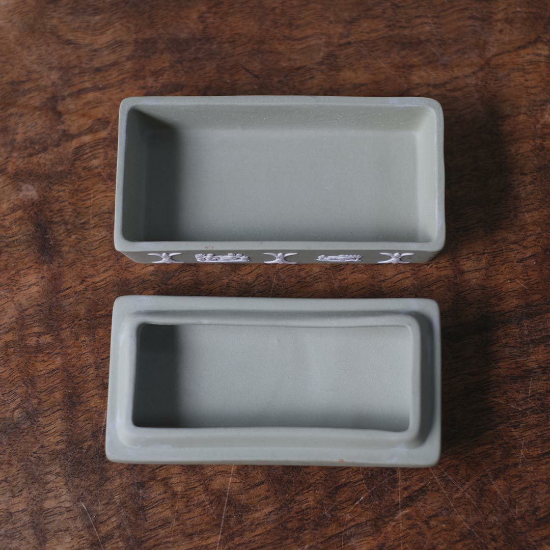 ヴィンテージ WEDGWOODジャスパー トリンケットボックス セージグリーン6