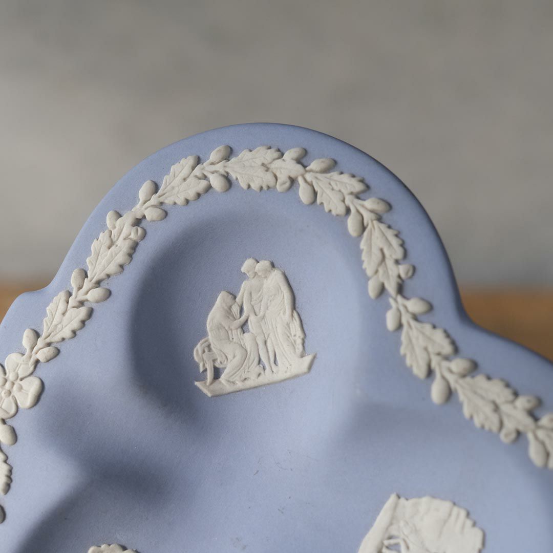 ヴィンテージ WEDGWOODジャスパー プレート ストーンウェア クローバー型 イギリス6