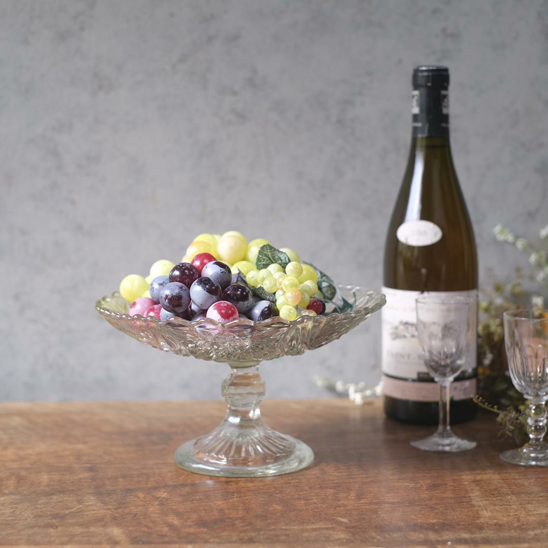 アンティークガラスケーキトレイスタンド イギリス 果物コンポート