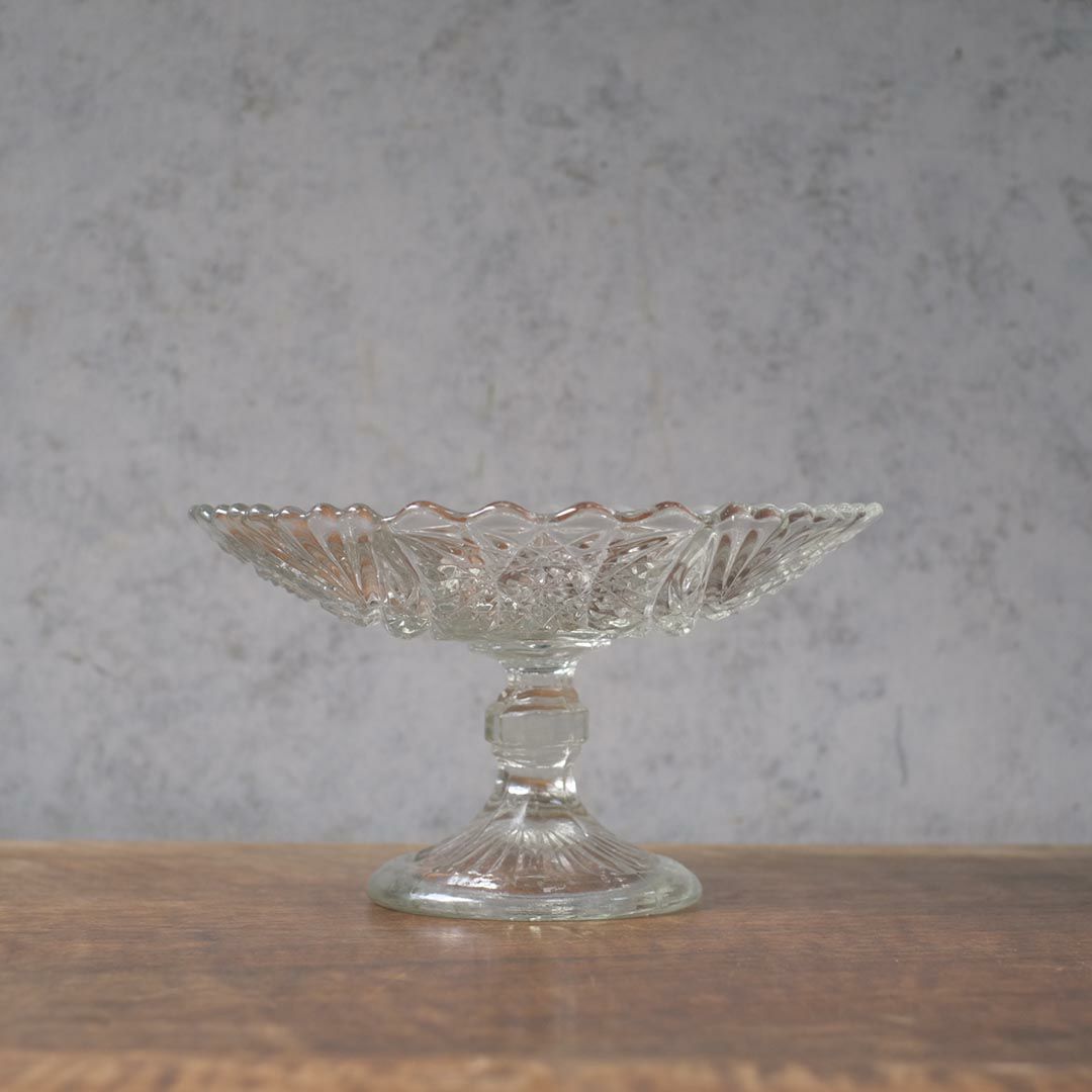 アンティークガラスケーキトレイスタンド イギリス 果物コンポート1