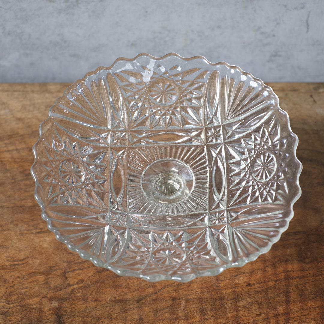 アンティークガラスケーキトレイスタンド イギリス 果物コンポート2