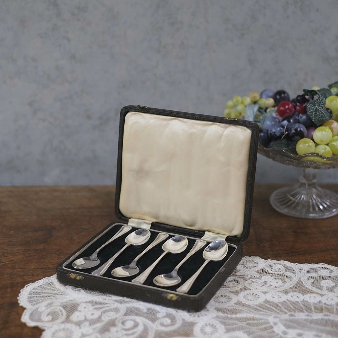 アンティーク ティースプーンセットボックス シルバープレート 銀メッキ イギリス