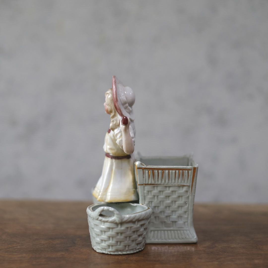 アンティーク陶器の人形 サリエール 調味料入れ フランス3