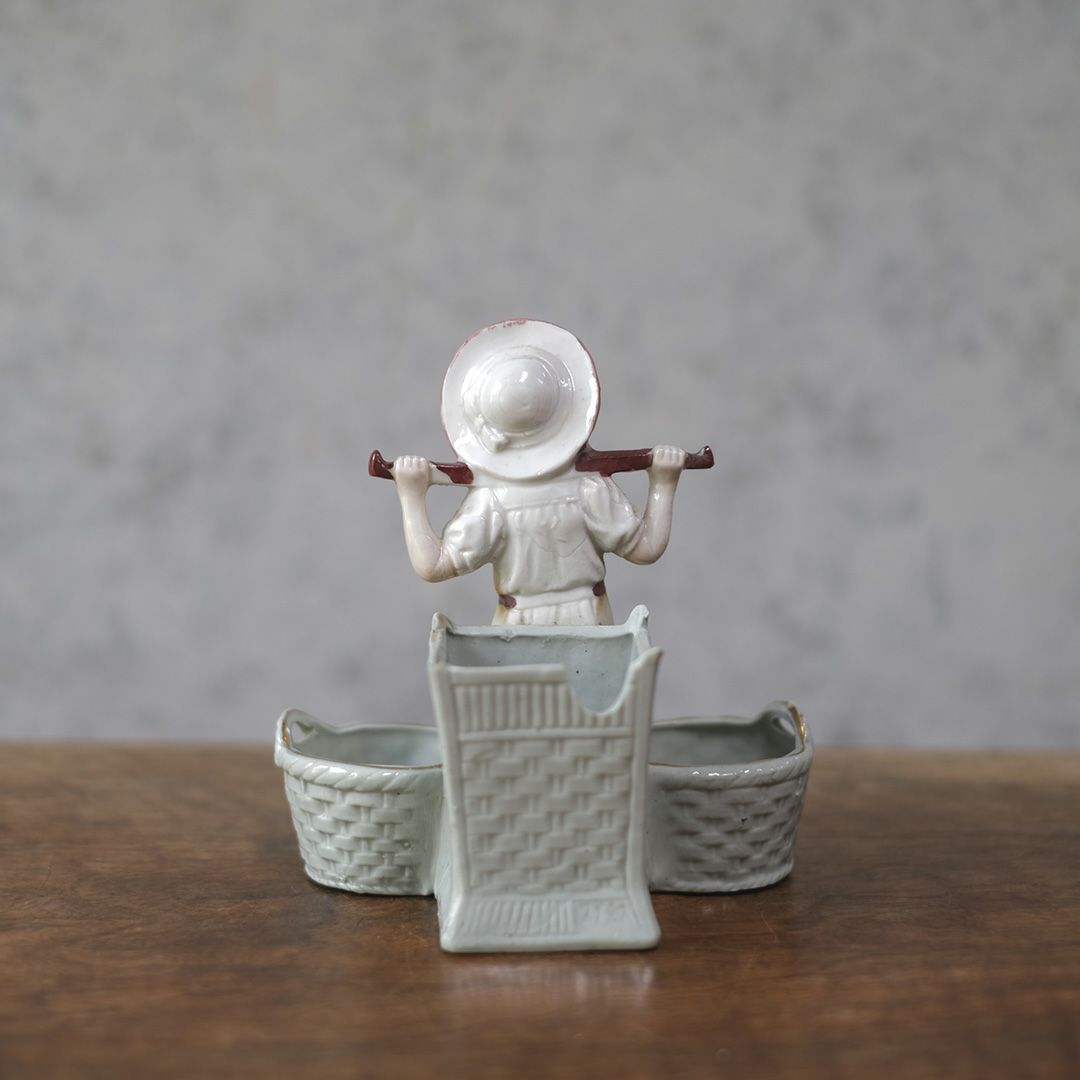 アンティーク陶器の人形 サリエール 調味料入れ フランス4