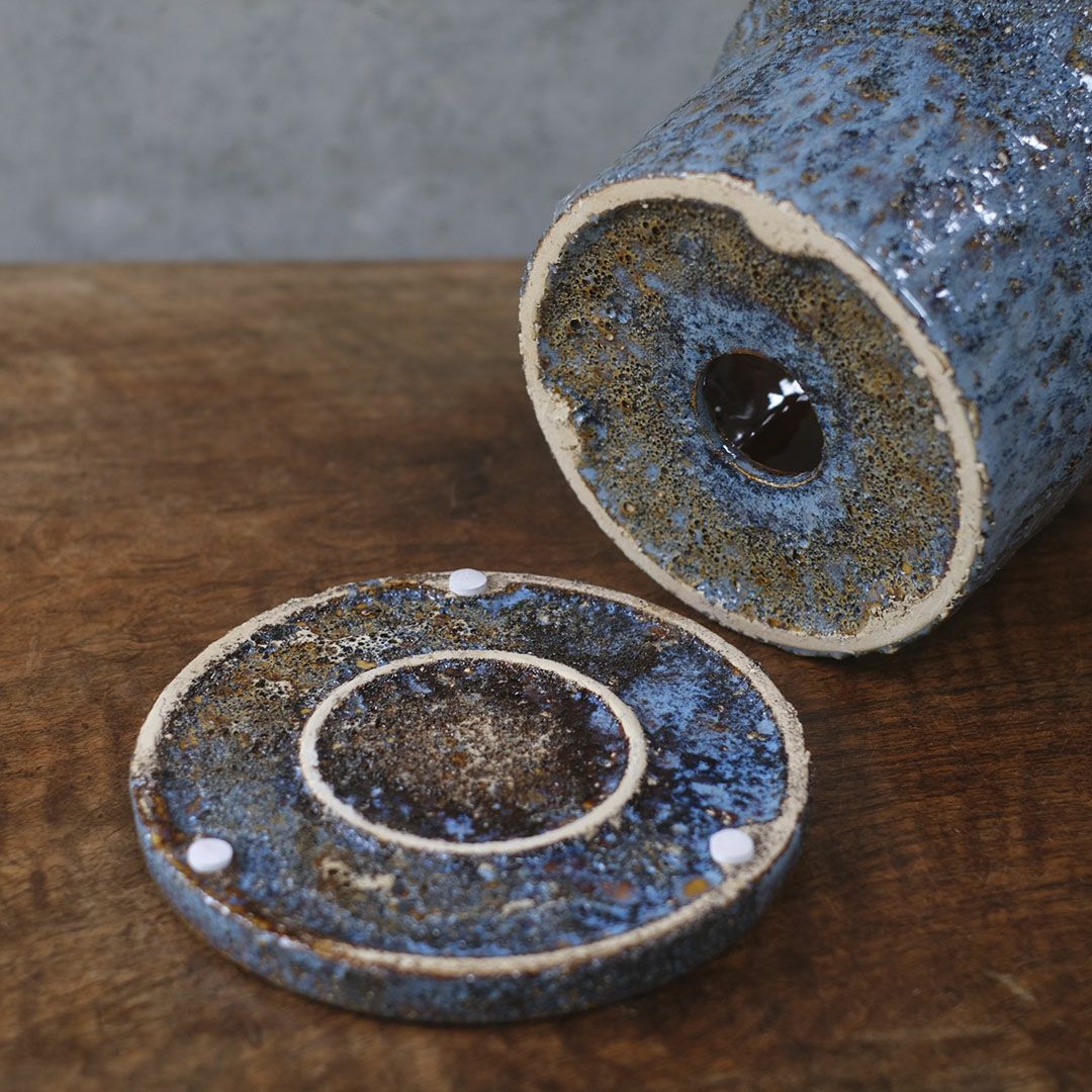 童話の鉢植えシリーズ 陶器のプランター&受け皿セット 青L7