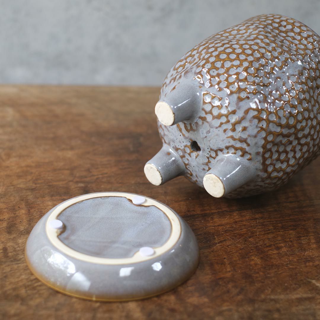 童話の鉢植えシリーズ 陶器のプランター&受け皿セット 3本足 グレー5