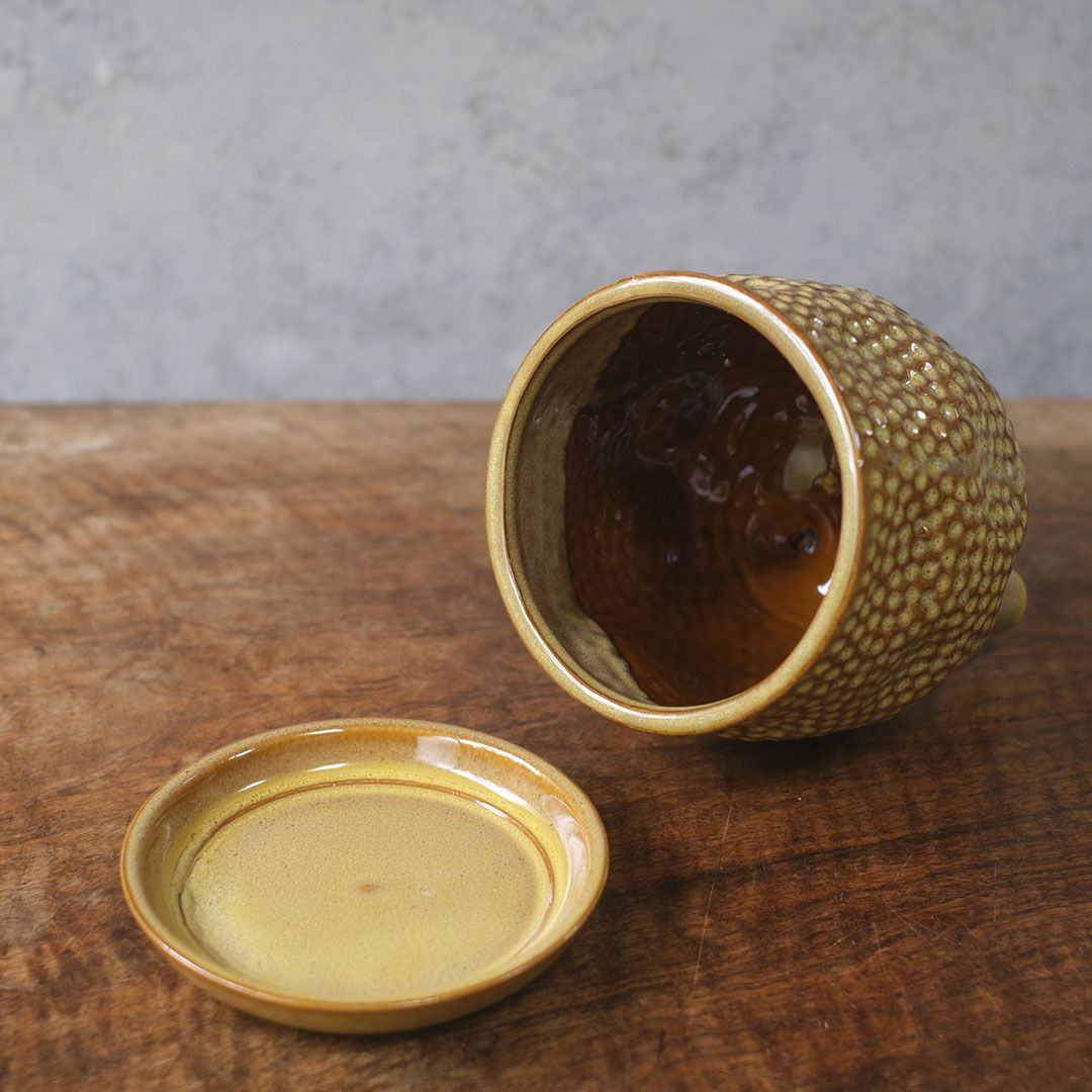 童話の鉢植えシリーズ 陶器のプランター&受け皿セット 3本足 ブラウン4